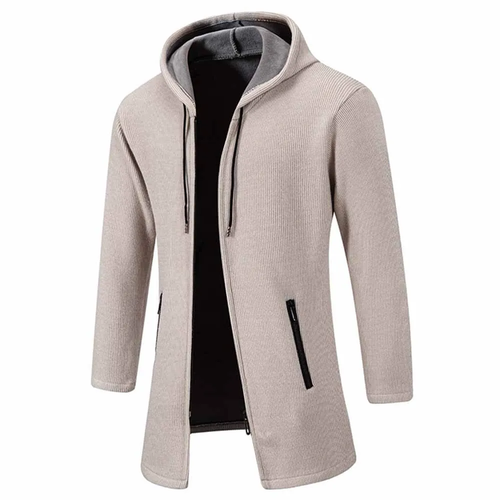 Solid Color Fleece Mid-Length Hooded Zipper Coat sold by GTHIC product image thumbnail 5