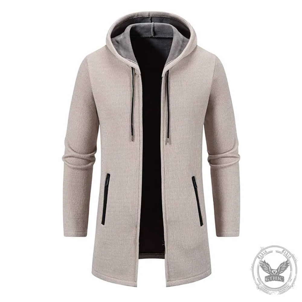 Solid Color Fleece Mid-Length Hooded Zipper Coat sold by GTHIC product image thumbnail 4