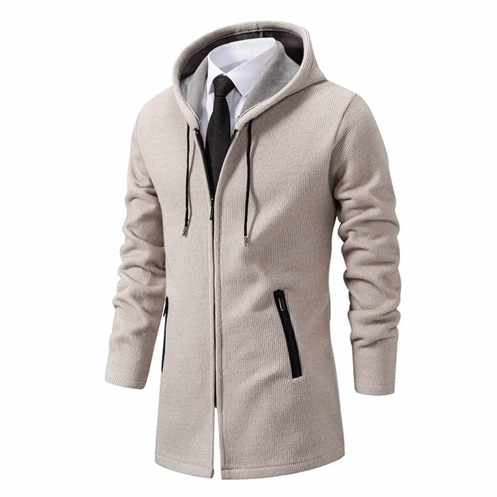 Solid Color Fleece Mid-Length Hooded Zipper Coat sold by GTHIC product image thumbnail 2