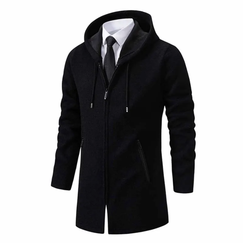 Solid Color Fleece Mid-Length Hooded Zipper Coat sold by GTHIC
