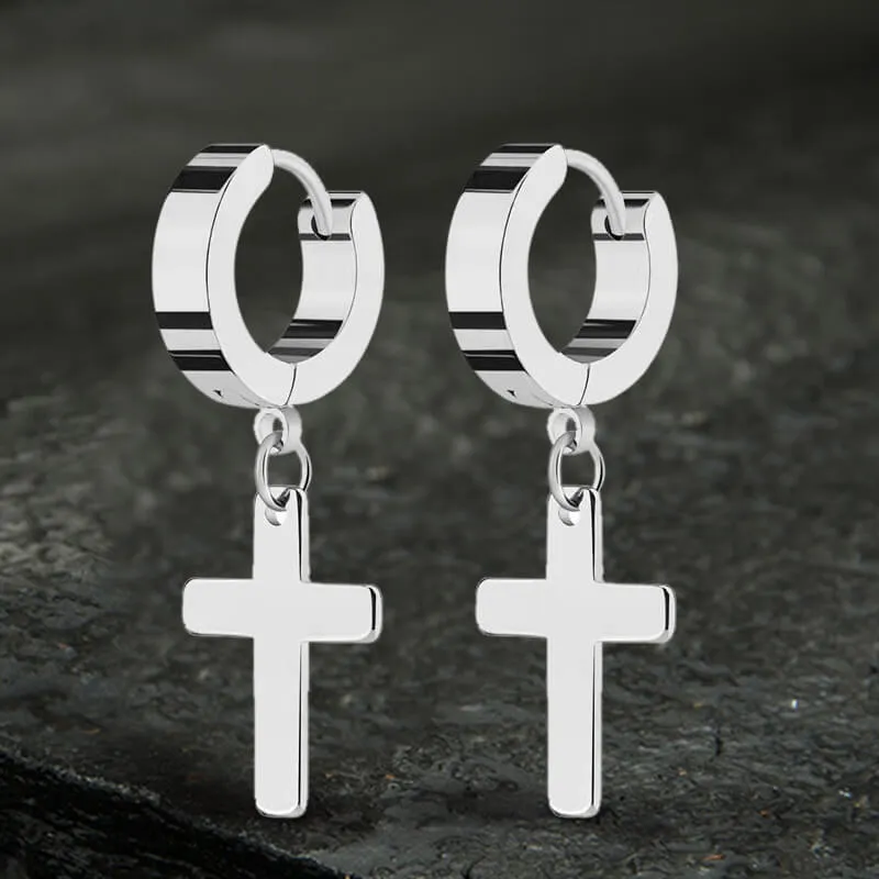Simple Cross Stainless Steel Hoop Earrings sold by GTHIC