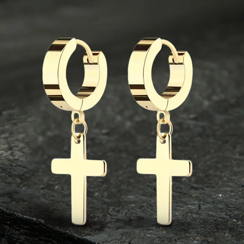 Simple Cross Stainless Steel Hoop Earrings sold by GTHIC product image thumbnail 3