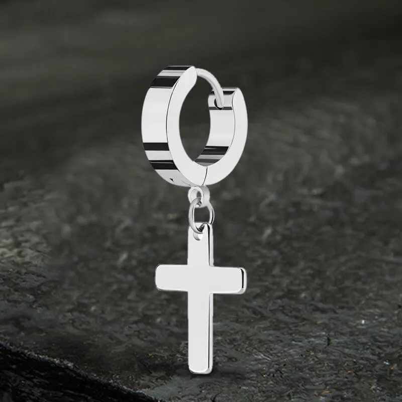 Simple Cross Stainless Steel Hoop Earrings sold by GTHIC product image thumbnail 2
