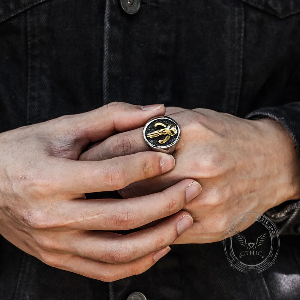 Mandalorian Symbol Stainless Steel Skull Ring sold by GTHIC product image thumbnail 2