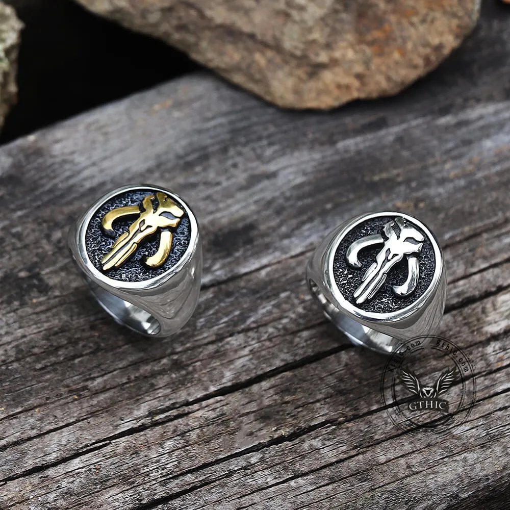 Mandalorian Symbol Stainless Steel Skull Ring sold by GTHIC product image thumbnail 3