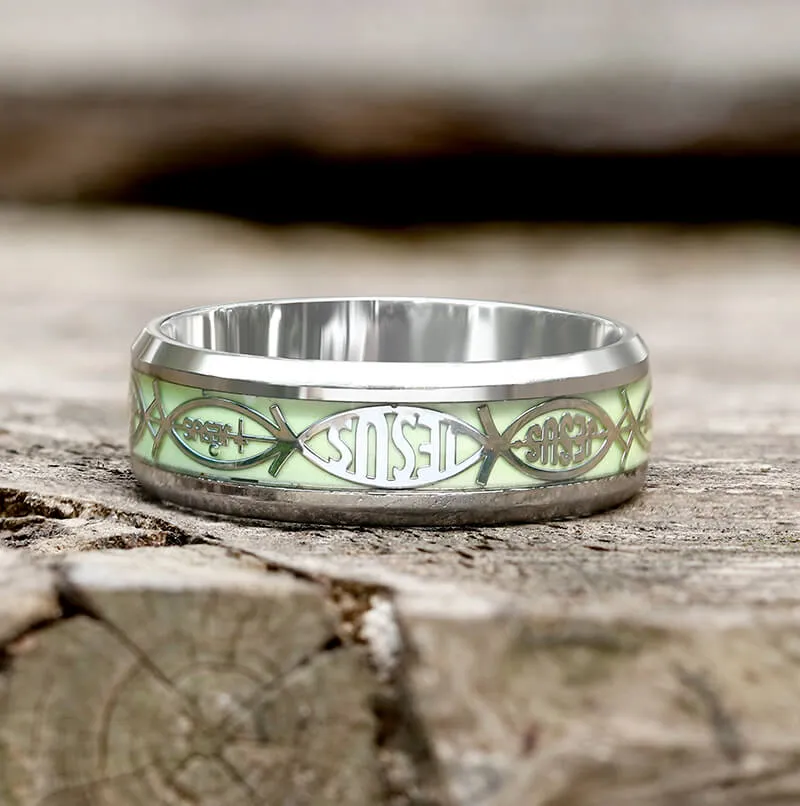 Luminous Jesus Fish Stainless Steel Ring sold by GTHIC