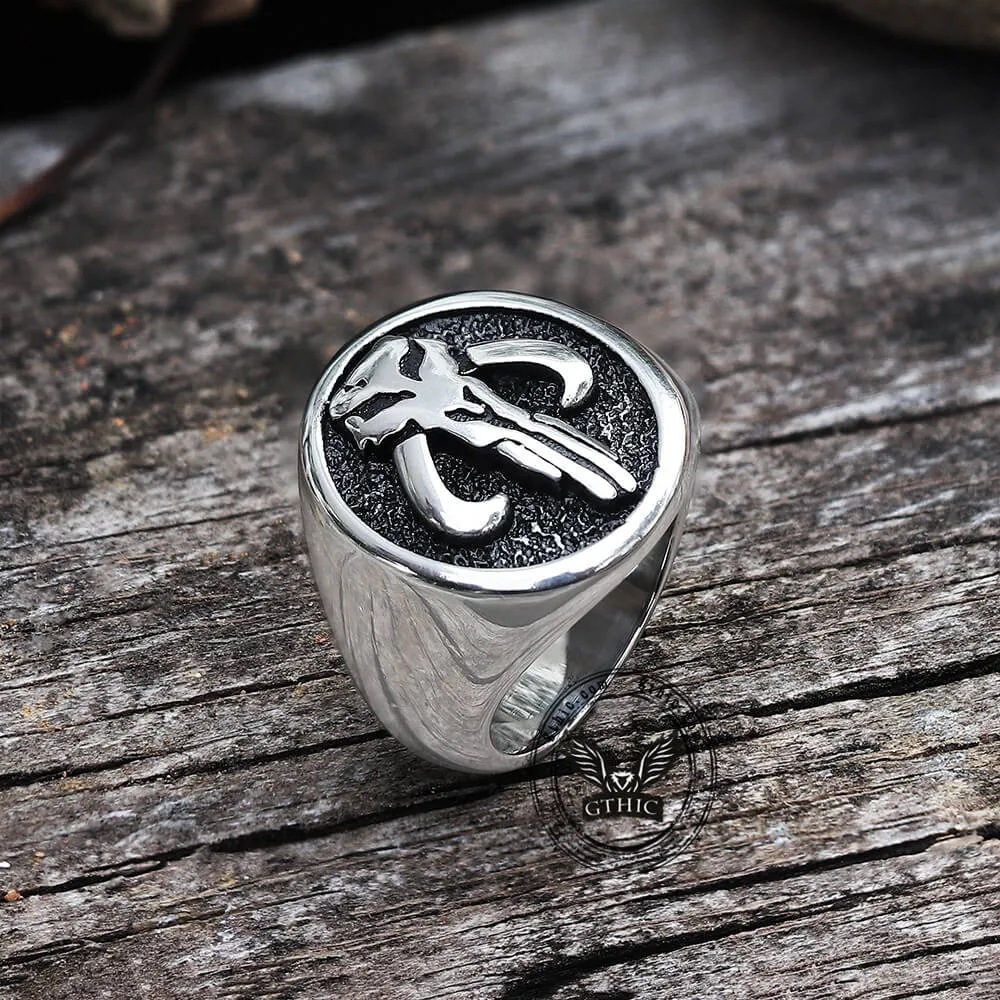 Mandalorian Symbol Stainless Steel Skull Ring sold by GTHIC product image thumbnail 5