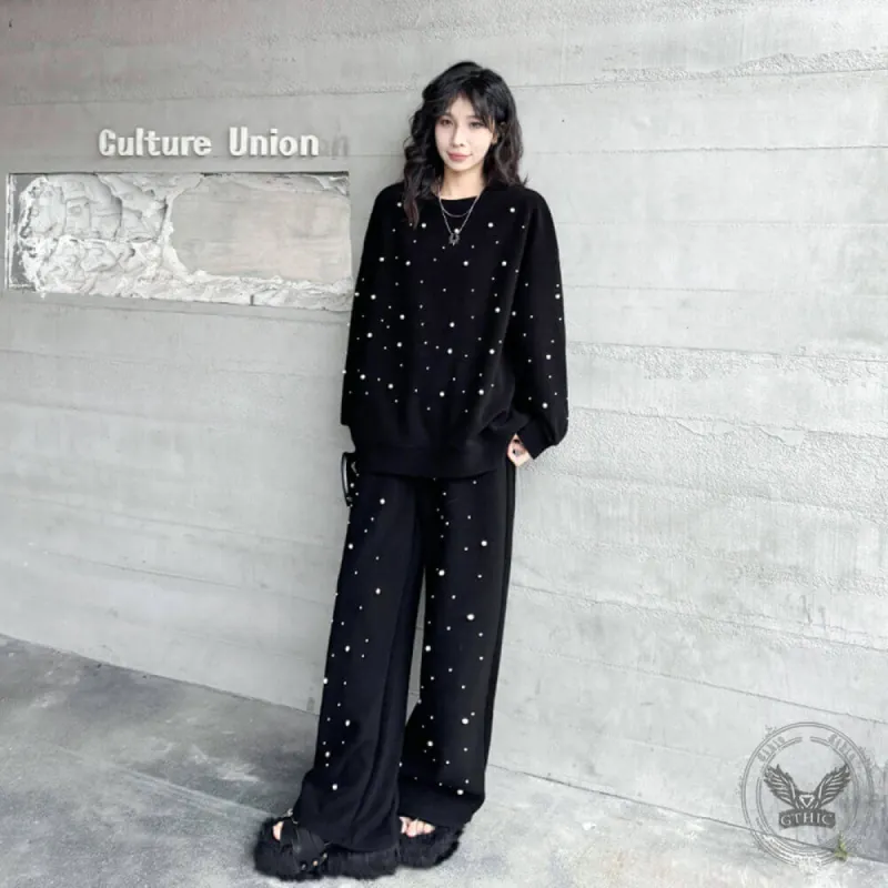 Casual Beaded Towel Velvet Polyester Sweatshirt Pants Set sold by GTHIC