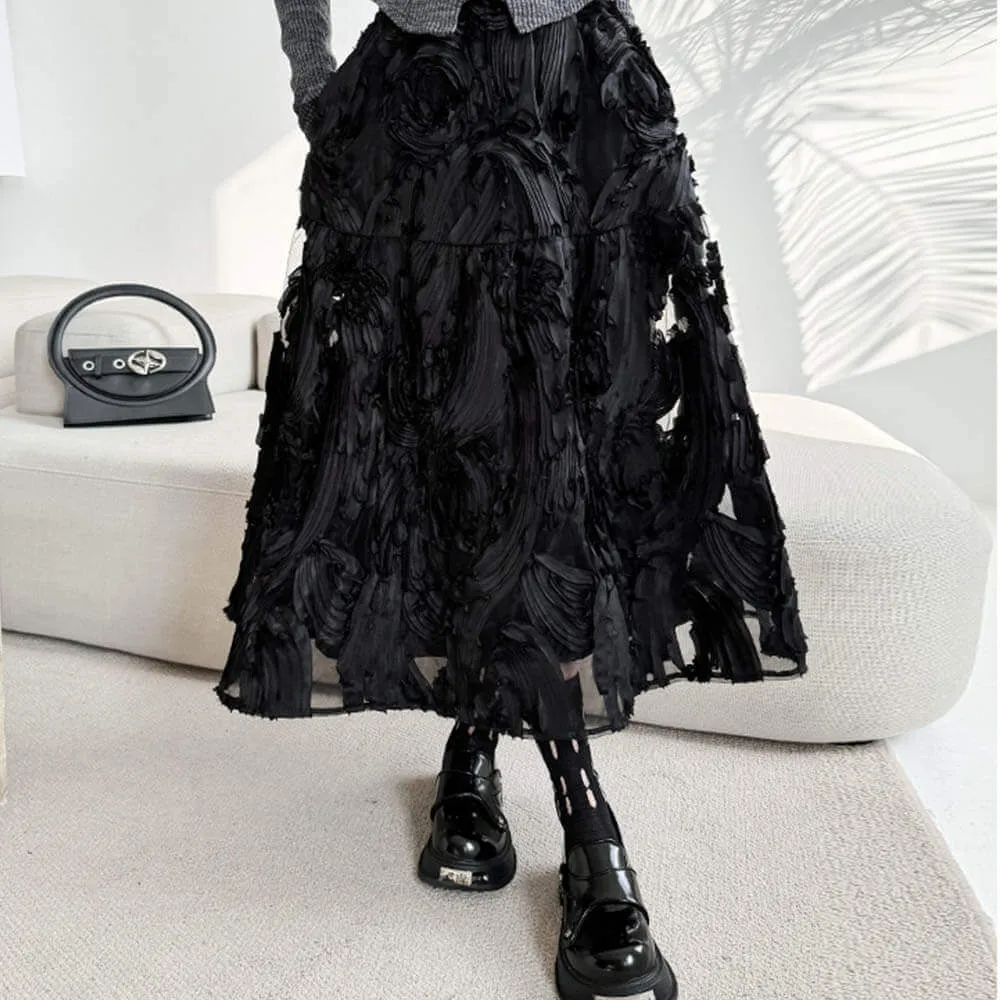 Vintage Three-dimensional Pattern Mesh Versatile A-line Skirt sold by GTHIC product image thumbnail 5