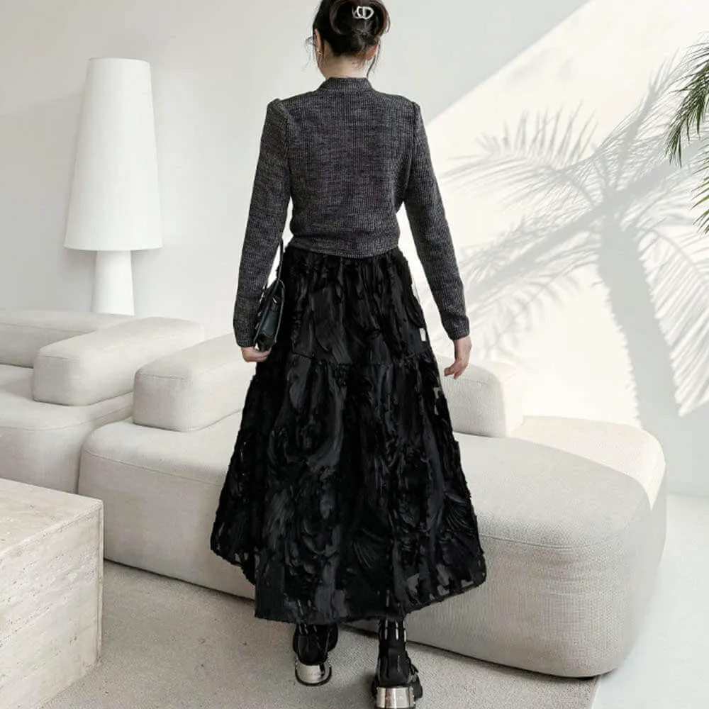 Vintage Three-dimensional Pattern Mesh Versatile A-line Skirt sold by GTHIC product image thumbnail 2