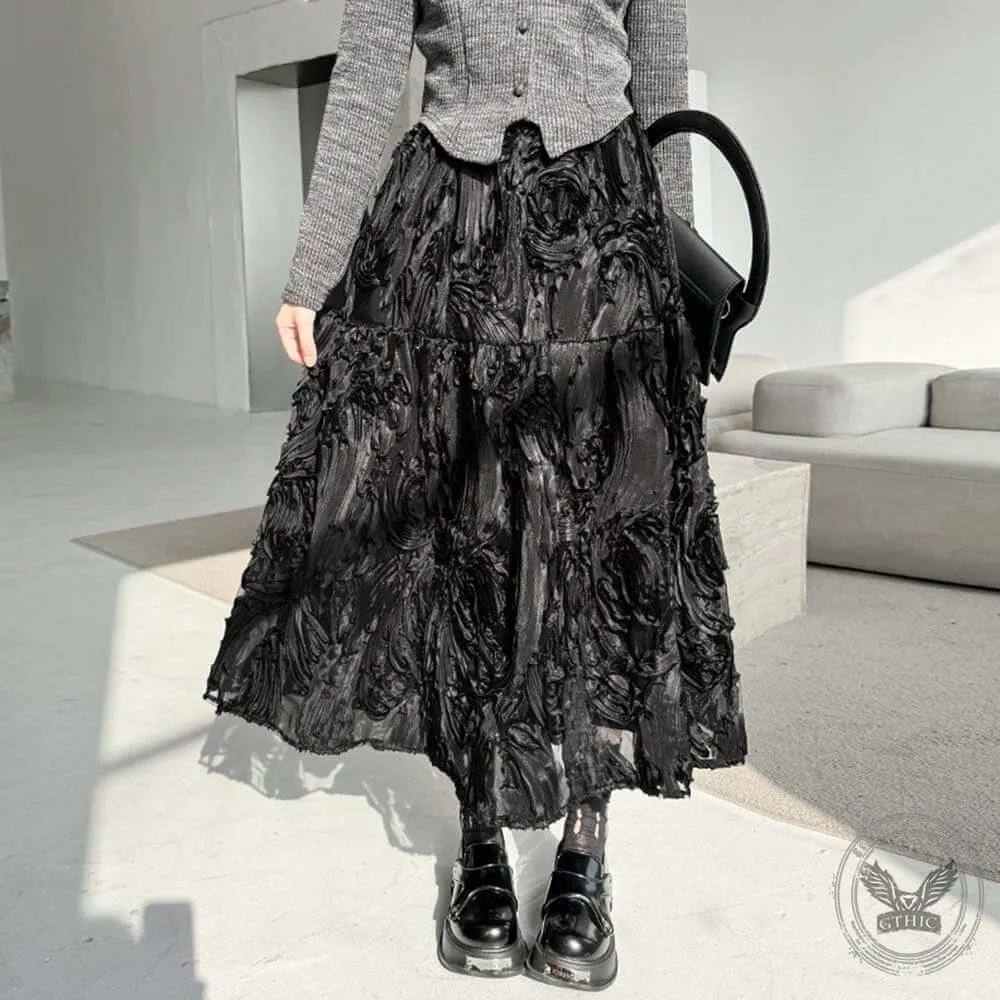 Vintage Three-dimensional Pattern Mesh Versatile A-line Skirt sold by GTHIC product image thumbnail 3