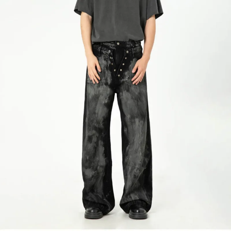 American Style Distressed Double Waistband Loose Jeans sold by GTHIC