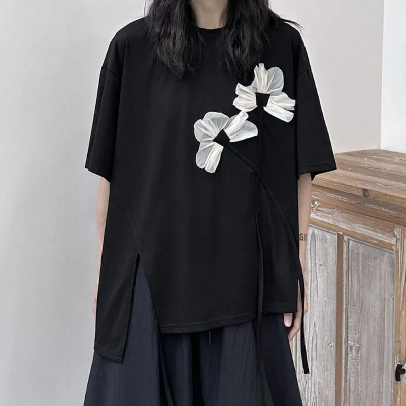 Yohji Yamamoto Korean Ribbon Flower Slit T-shirt sold by GTHIC