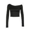 Sexy Off-Shoulder Metal Buckle Hollow Slim Top sold by GTHIC