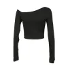 Sexy Off-Shoulder Metal Buckle Hollow Slim Top sold by GTHIC