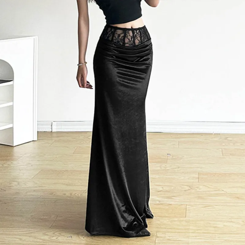 Sexy Lace Patchwork Waist Slim Fishtail Skirt sold by GTHIC
