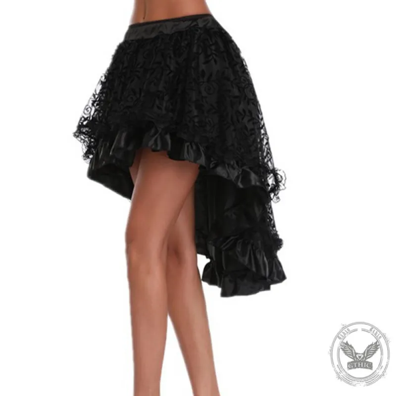Gothic Flocking Print Double Layer Mesh Swallowtail Skirt sold by GTHIC