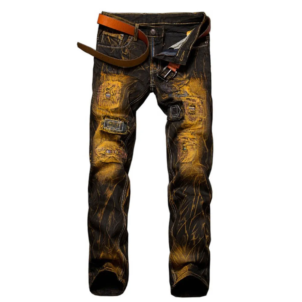 Fashion Straight Distressed Motorcycle Style Jeans sold by GTHIC