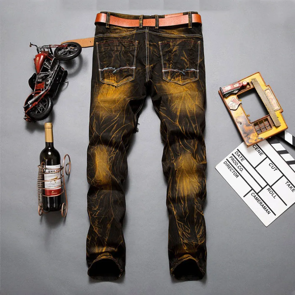 Fashion Straight Distressed Motorcycle Style Jeans sold by GTHIC product image thumbnail 3