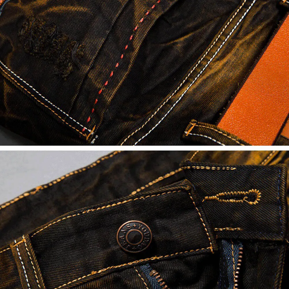 Fashion Straight Distressed Motorcycle Style Jeans sold by GTHIC product image thumbnail 5