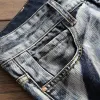 Vintage Distressed Biker Pleated Straight Jeans sold by GTHIC