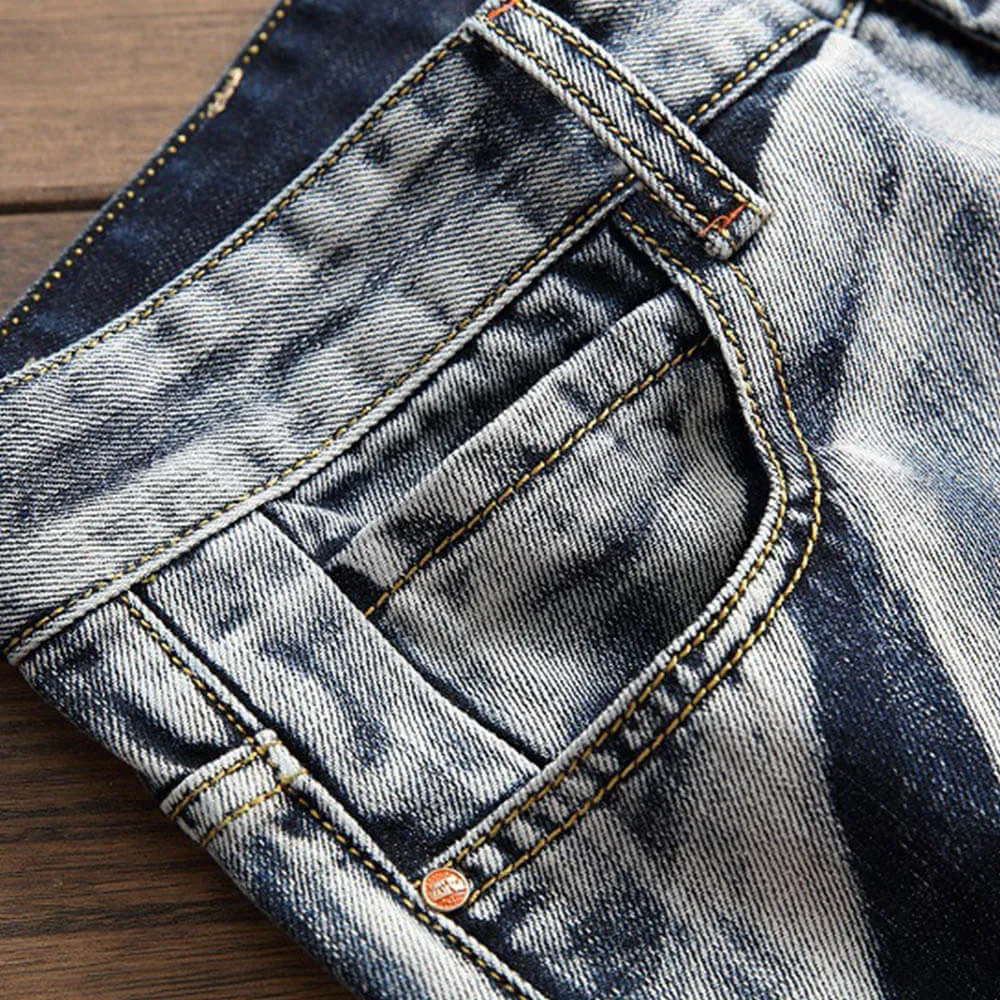 Vintage Distressed Biker Pleated Straight Jeans sold by GTHIC product image thumbnail 5