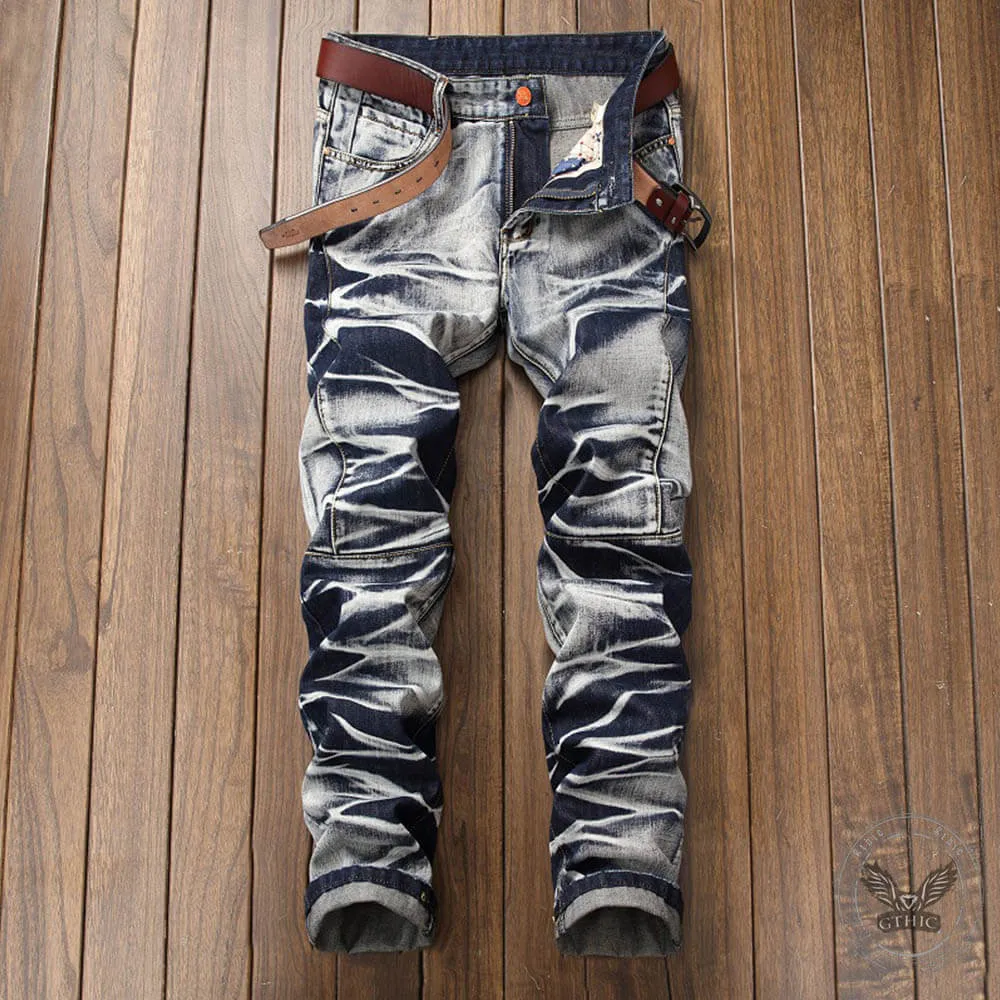 Vintage Distressed Biker Pleated Straight Jeans sold by GTHIC product image thumbnail 2