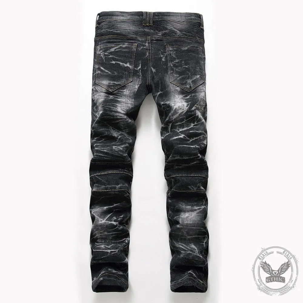 Nostalgia Pleated Elastic Motorcycle Straight Jeans sold by GTHIC product image thumbnail 2