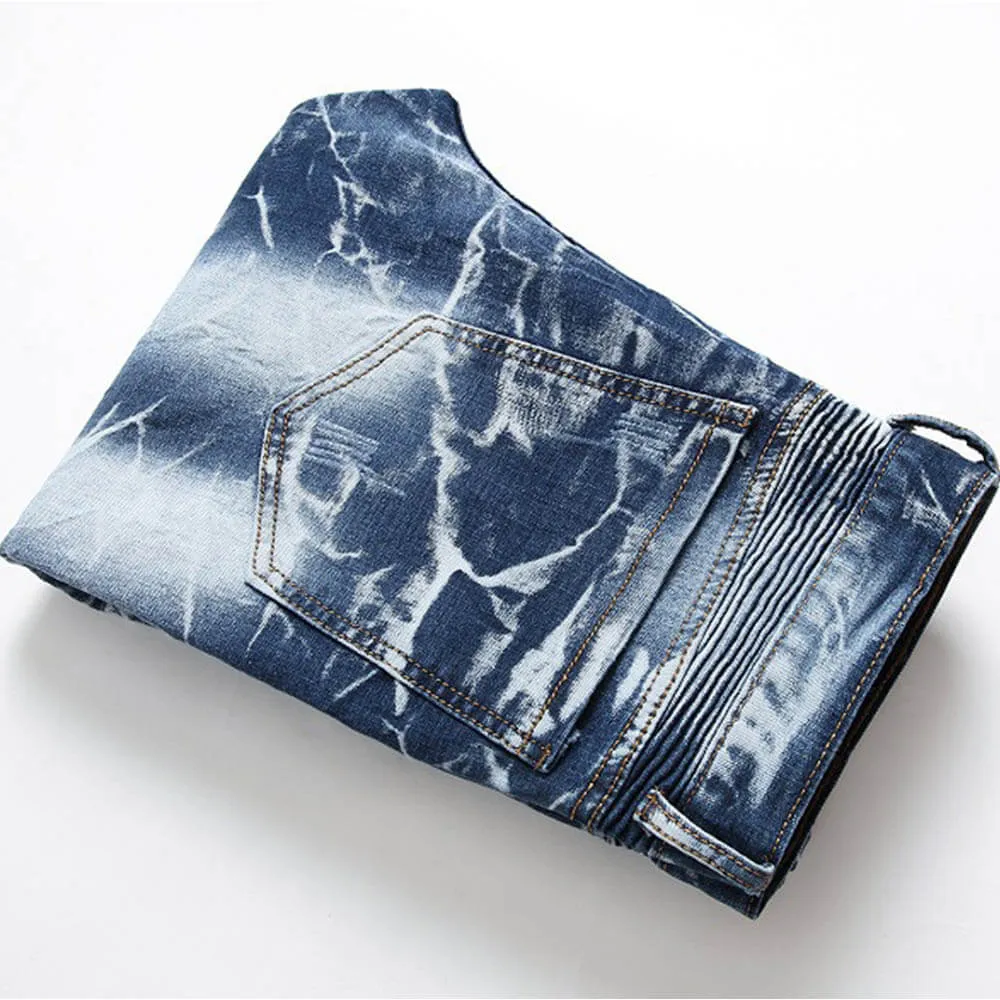 Nostalgia Pleated Elastic Motorcycle Straight Jeans sold by GTHIC product image thumbnail 5