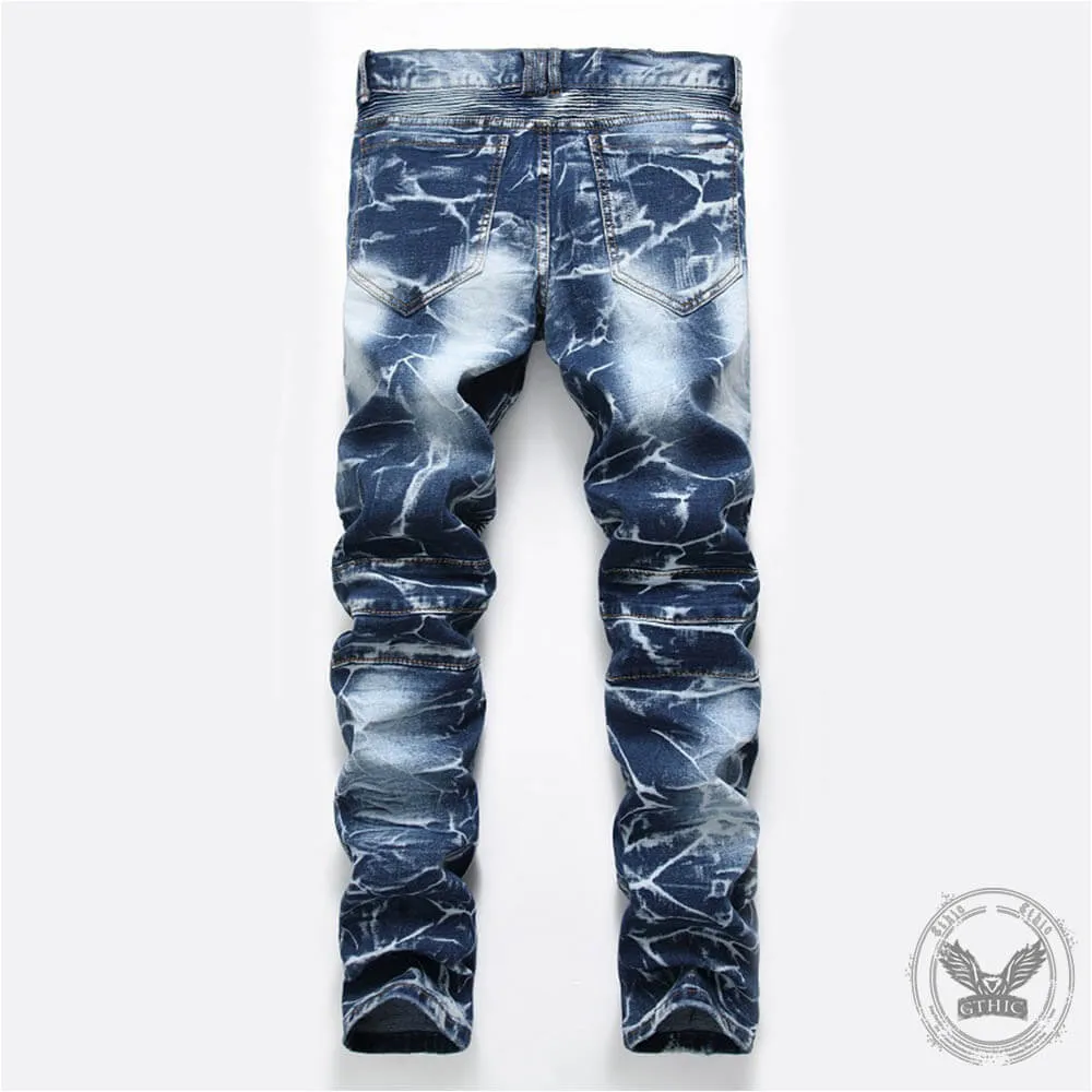 Nostalgia Pleated Elastic Motorcycle Straight Jeans sold by GTHIC product image thumbnail 3