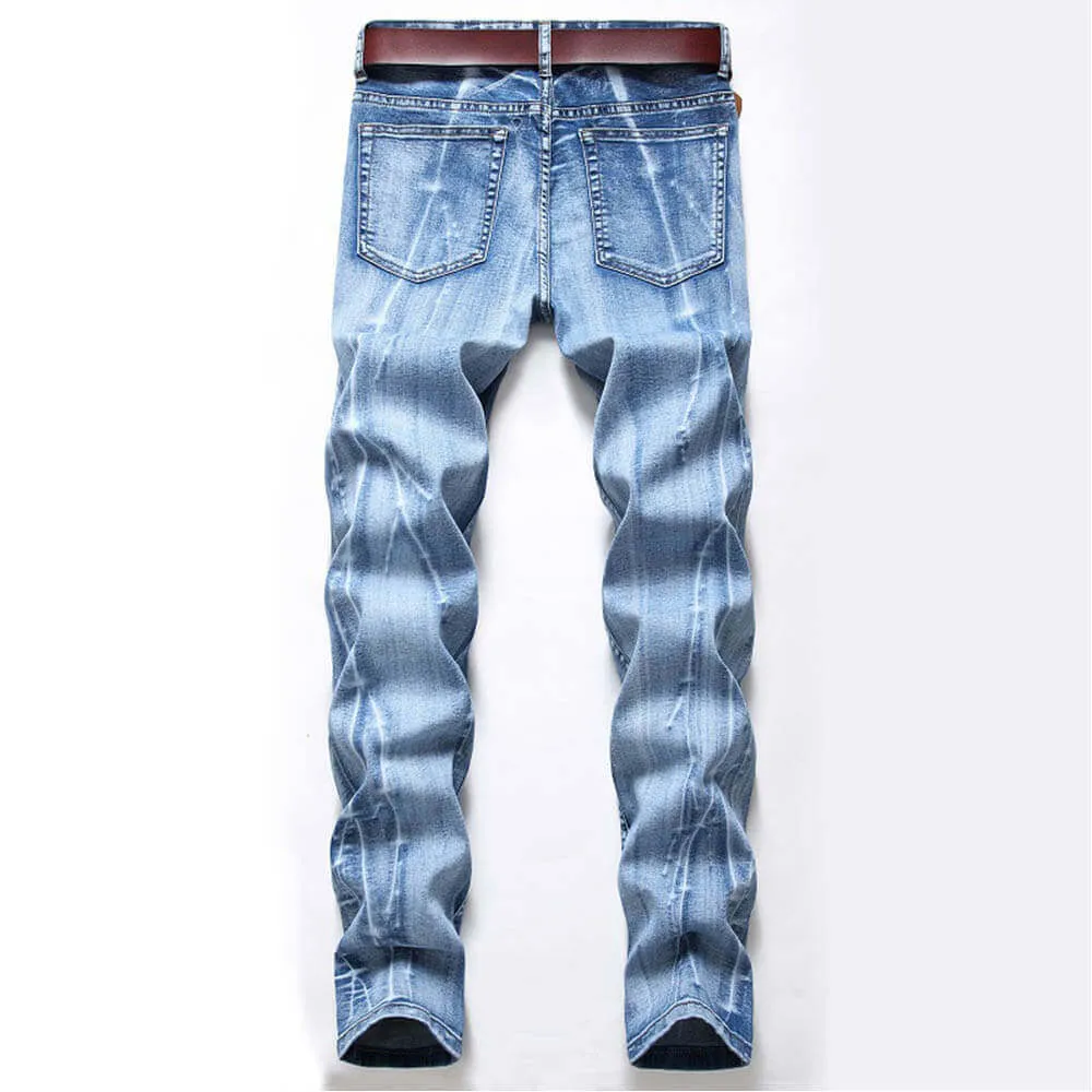 Nostalgic Distressed Light-colored Stretch Straight Jeans sold by GTHIC product image thumbnail 2