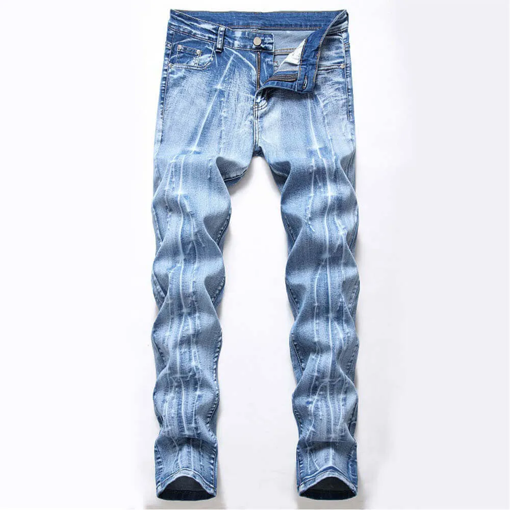 Nostalgic Distressed Light-colored Stretch Straight Jeans sold by GTHIC product image thumbnail 3