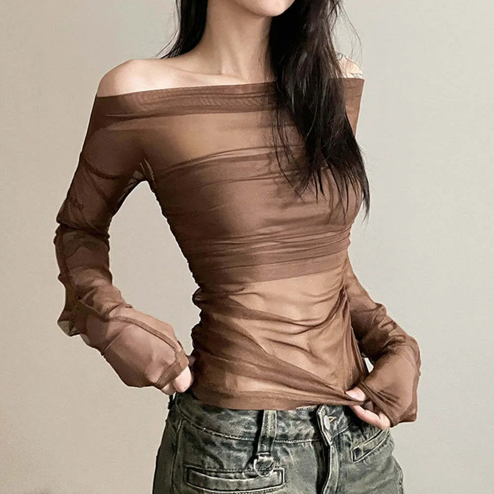Street Fashion Slim Fit Off-shoulder Backless Long Sleeve Top sold by GTHIC product image thumbnail 4