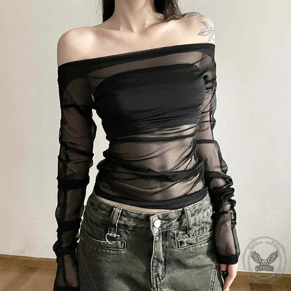 Street Fashion Slim Fit Off-shoulder Backless Long Sleeve Top sold by GTHIC
