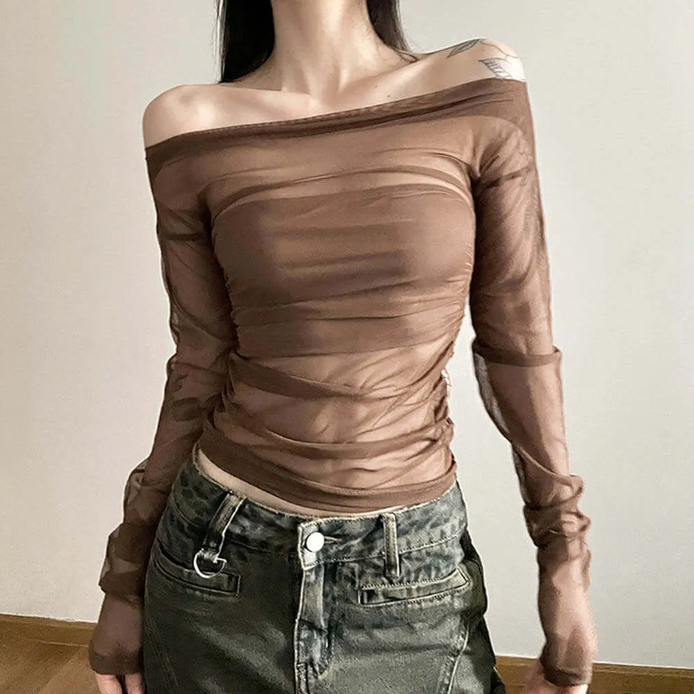 Street Fashion Slim Fit Off-shoulder Backless Long Sleeve Top sold by GTHIC product image thumbnail 2