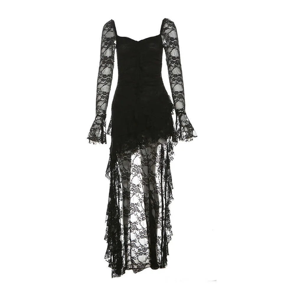 Fashion Square Neck Long Sleeve Irregular Lace Patchwork Dress sold by GTHIC product image thumbnail 5
