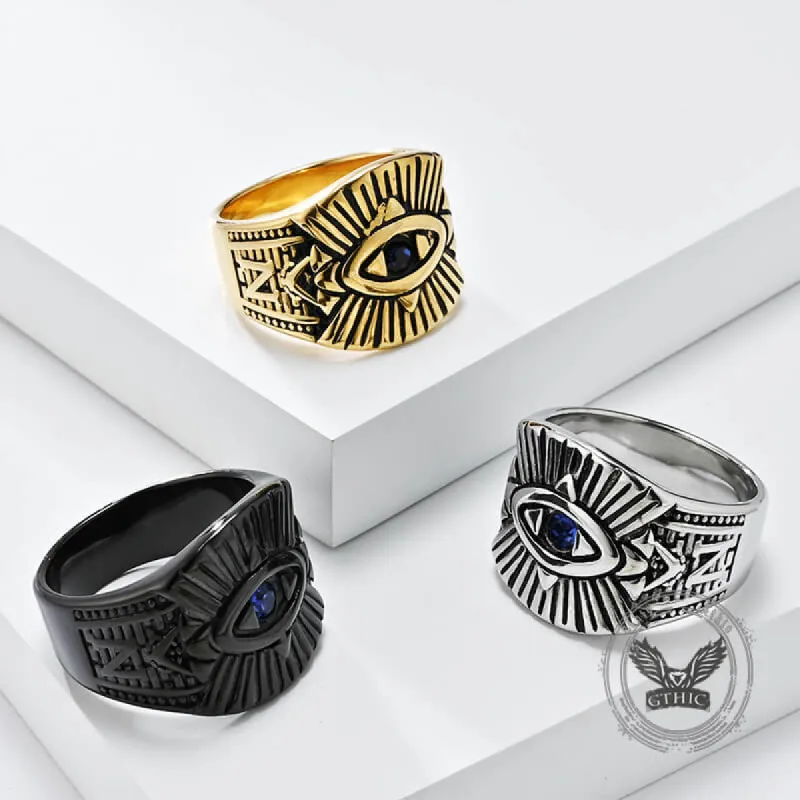 Vintage God's Eye Egyptian Pharaoh Eye Stainless Steel Ring sold by GTHIC