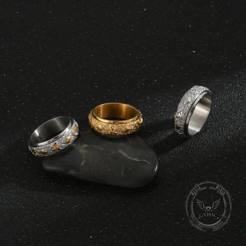 Six-Character Mantra Stainless Steel Spinner Ring sold by GTHIC