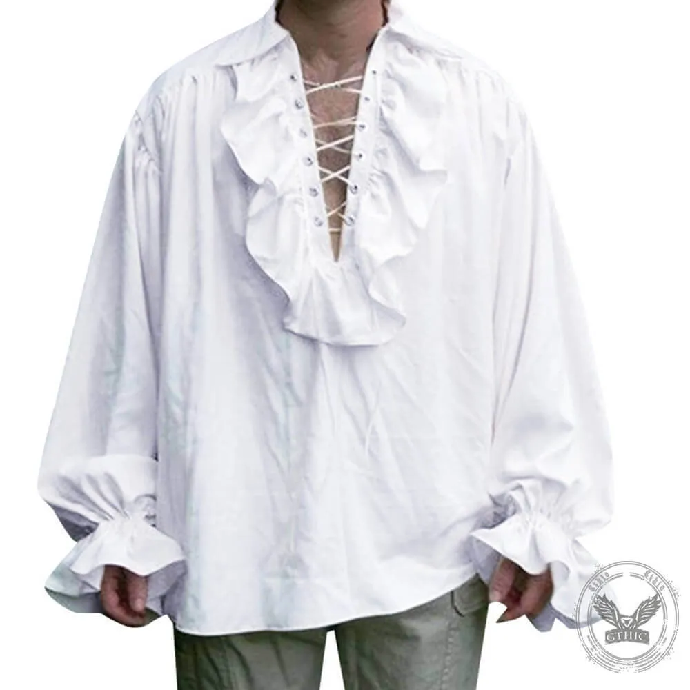 Vintage Solid Color Lapel Hollow Tie Pleated Puff Sleeve Shirt sold by GTHIC product image thumbnail 5