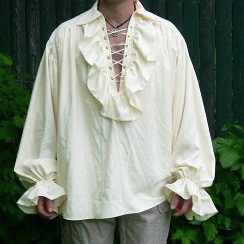 Vintage Solid Color Lapel Hollow Tie Pleated Puff Sleeve Shirt sold by GTHIC product image thumbnail 4