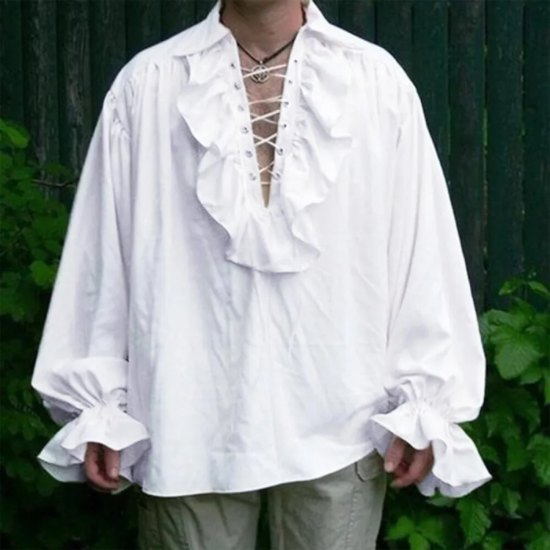 Vintage Solid Color Lapel Hollow Tie Pleated Puff Sleeve Shirt made by GTHIC