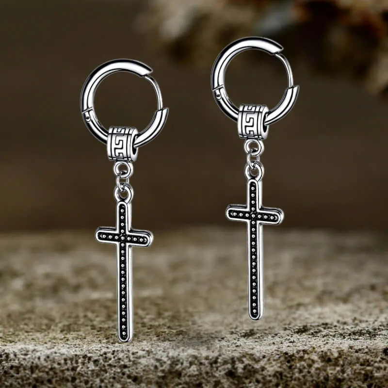 Vintage Cross Stainless Steel Dangle Earrings sold by GTHIC