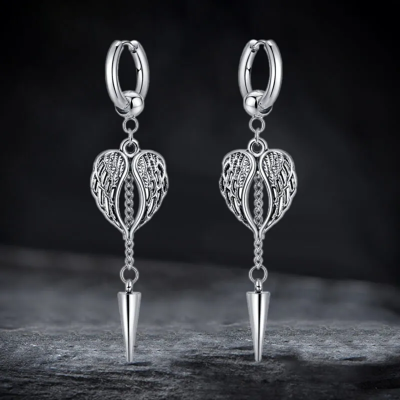 Angel Wings Stainless Steel Cone Tassel Earrings sold by GTHIC