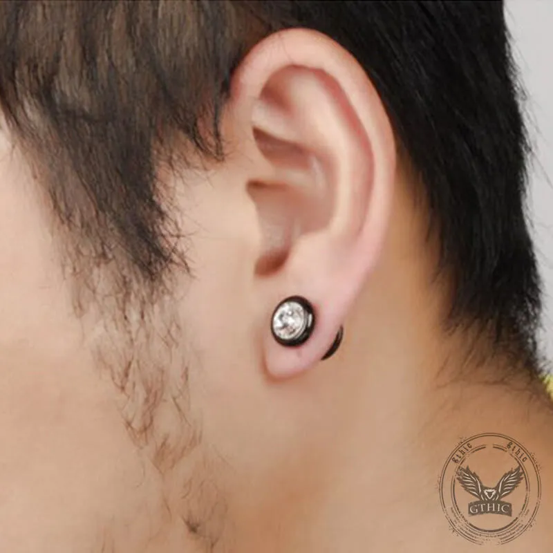 Simple Round Stainless Steel Zircon Stud Earrings sold by GTHIC product image thumbnail 2