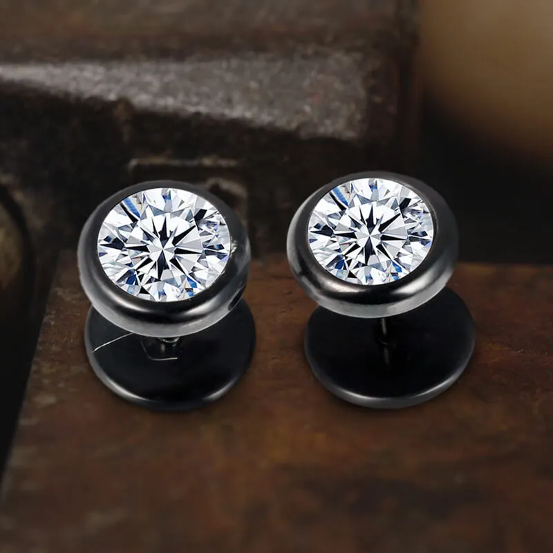 Simple Round Stainless Steel Zircon Stud Earrings sold by GTHIC product image thumbnail 5