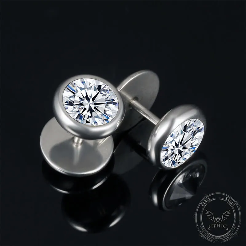 Simple Round Stainless Steel Zircon Stud Earrings sold by GTHIC product image thumbnail 4