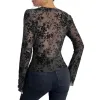 Elegant V-Neck Lace Patchwork Flare Sleeve Top sold by GTHIC