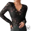 Sexy V-Neck Scalloped Collar Slim Flower Lace Top sold by GTHIC