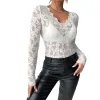 Sexy V-Neck Scalloped Collar Slim Flower Lace Top sold by GTHIC