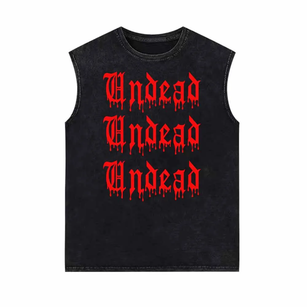 Dead Gothic Rock Music Print Vintage Washed Vest Top sold by GTHIC